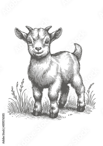 goat Vector, baby goat vector illustration, goat emblem design, baby goat vector