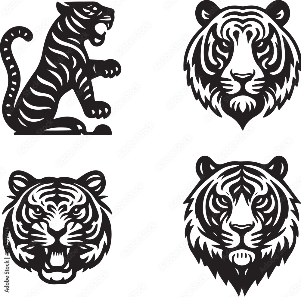 Fototapeta premium tiger bundle art ilastration