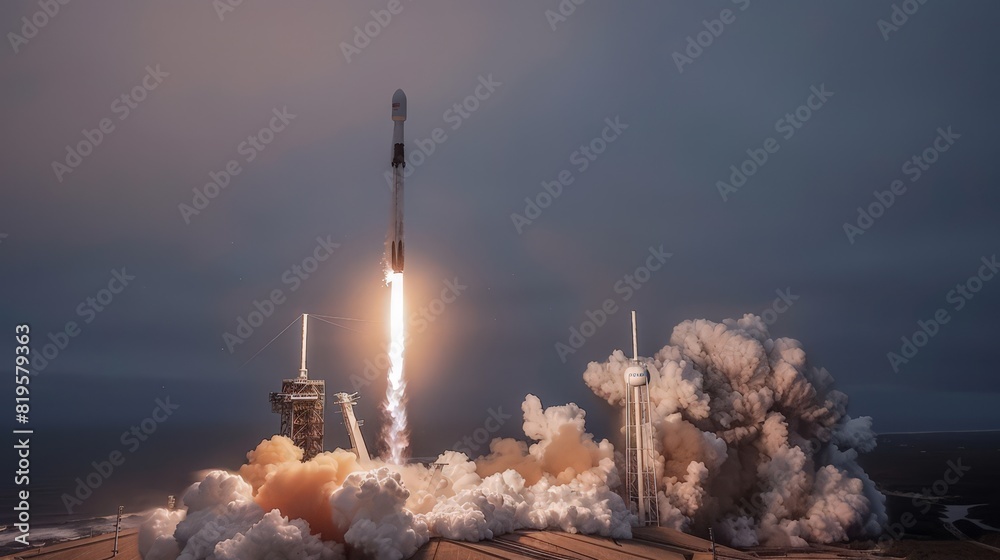 Rocket Launch at Dusk