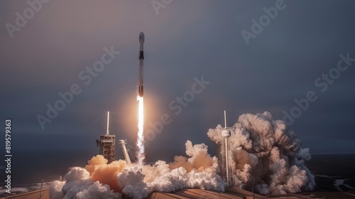 Rocket Launch at Dusk