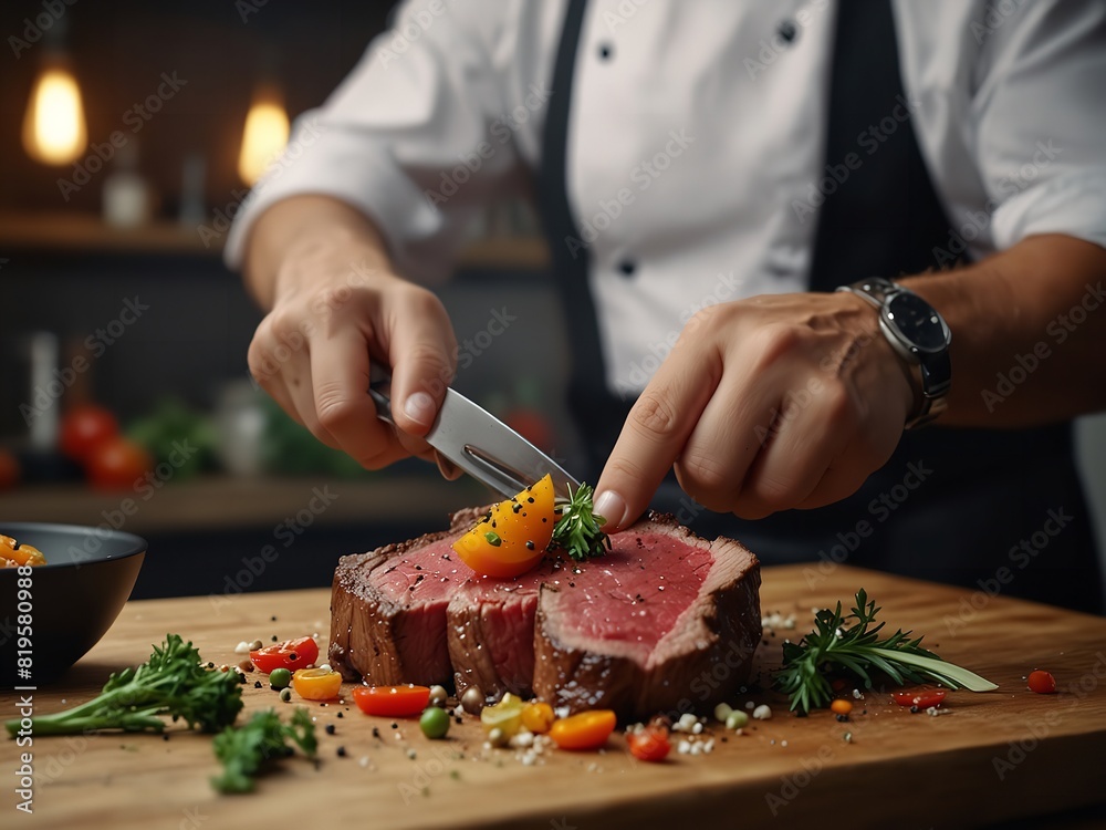chef preparing food in restaurant - Generative AI