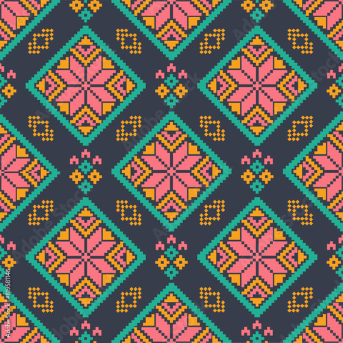 Cross-stitch fabric pattern for textile design. Clothing, background pattern. 