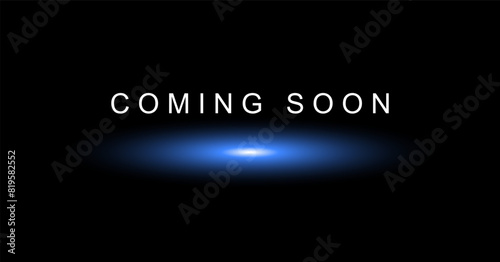 coming soon on dark background with glowing lights. vector illustration