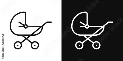 Baby Carriage Icon Set. Vector Symbols for Child Buggy and Kid Trolley. photo