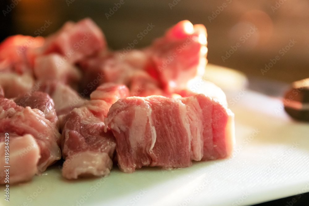 Fresh meat and vegetable ingredients for a delicious stew. Fresh meat and vegetable ingredients for a delicious stew.