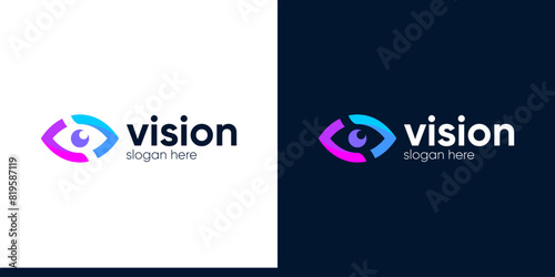 Eye tech logo design. Global vision logotype design graphic symbol icon vector.