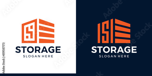Warehouse logo design template. Initial letter S with storage building design graphic symbol icon vector.