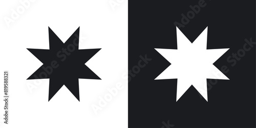 Bah�'� Faith Icon Set. Symbols for Nine-Pointed Star and Bah�'� Emblem. photo