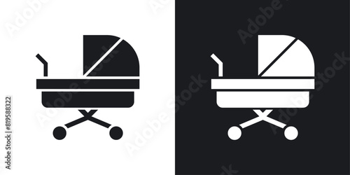 Stroller Icon Set. Symbols for Baby Carriage and Child Transport. photo