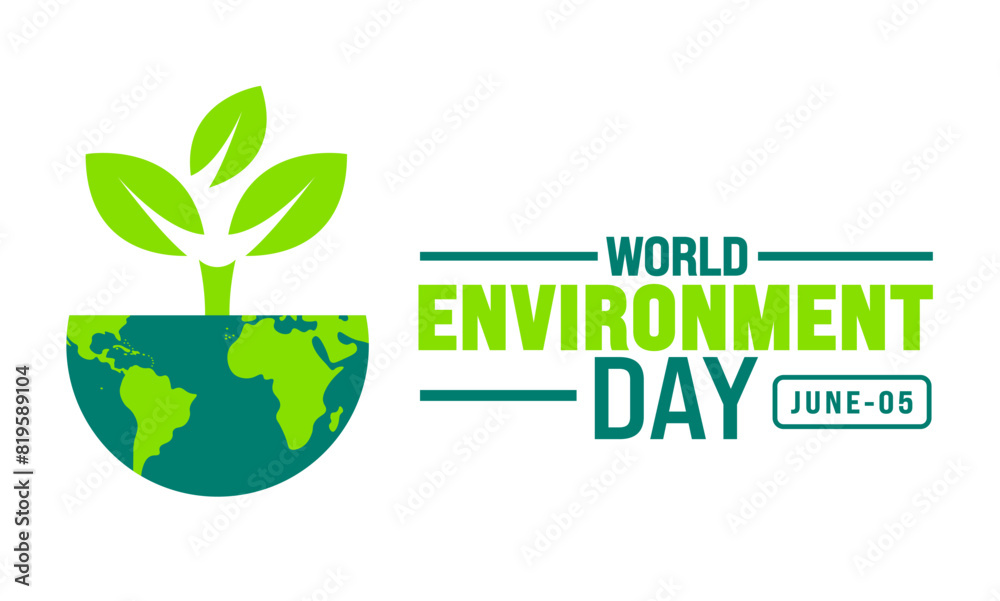 5 June is World environment day background template. Holiday concept. use to background, banner, placard, card, and poster design template with text inscription and standard color. vector illustration 5 June is World environment day background template. Holiday concept. use to background, banner, placard, card, and poster design template with text inscription and standard color. vector illustration