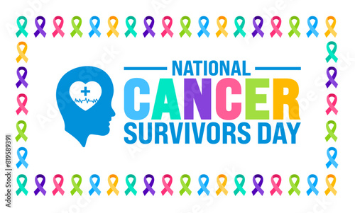 June is National cancer survivors day background template. Holiday concept. use to background, banner, placard, card, and poster design template with text inscription and standard color. vector