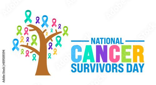 June is National cancer survivors day background template. Holiday concept. use to background, banner, placard, card, and poster design template with text inscription and standard color. vector