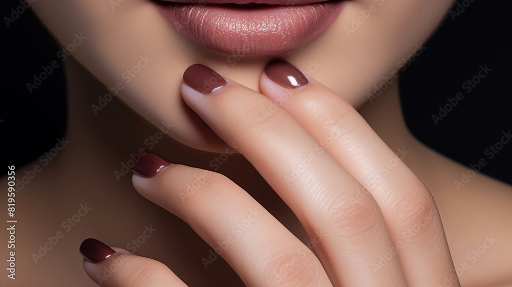 Naklejka premium Beautiful fingers and lips. AI Generative.