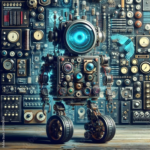 A captivating image of a vintage-inspired robot. 