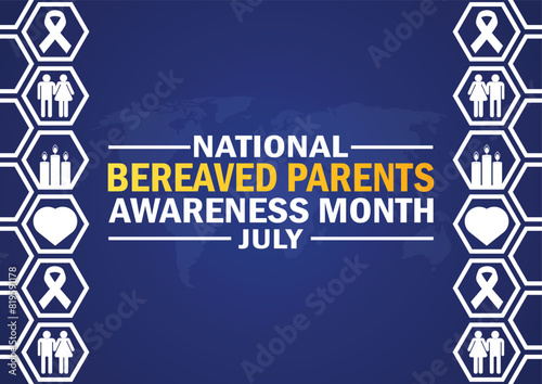National Bereaved Parents Awareness Month July. Holiday concept. Template for background, banner, card, poster with text inscription. Vector illustration