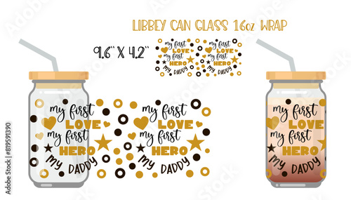 Printable Full wrap for libby class can. Fathers Day pattern
