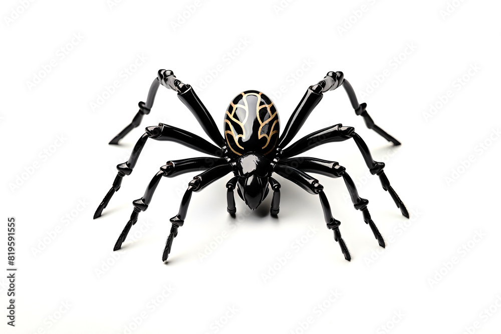 black spider on white background. Halloween concept. Generative Ai black spider on white background. Halloween concept. Generative Ai