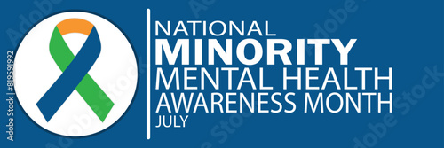 National Minority Mental Health Awareness Month July. Vector illustration. Suitable for greeting card, poster and banner.