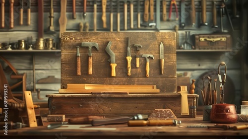 Solid HUD icon of traditional woodworking tools