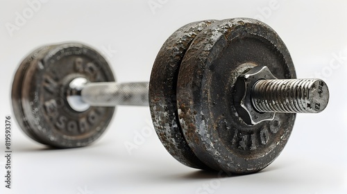 Athlete Showcasing Strength with Barbell Isolation on White Background