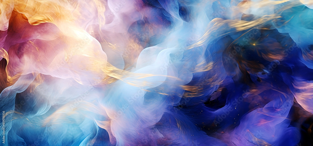 Abstract smoke background. Fantasy fractal texture, panoramic layout. Generative Ai