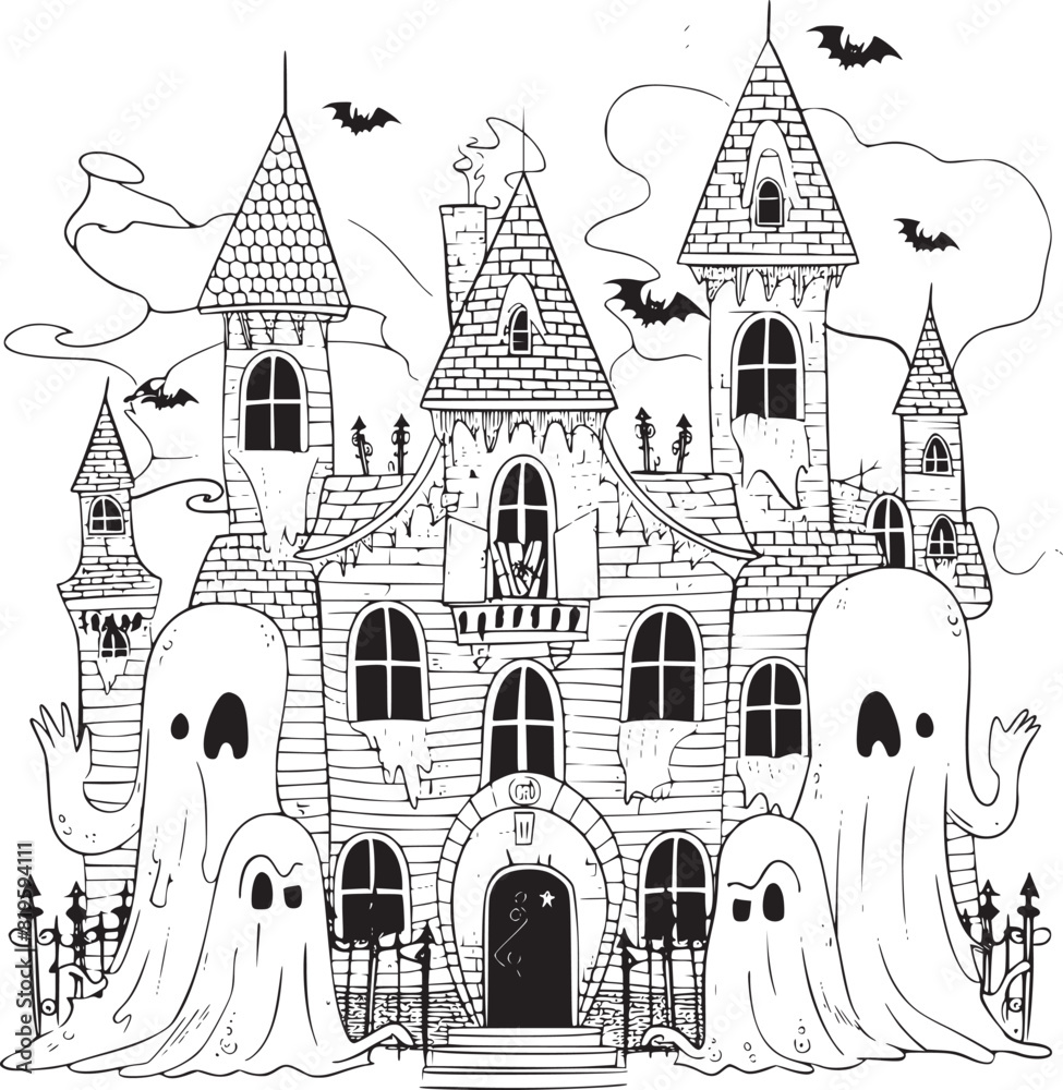 Halloween landscape kids coloring page Halloween landscape kids coloring page
