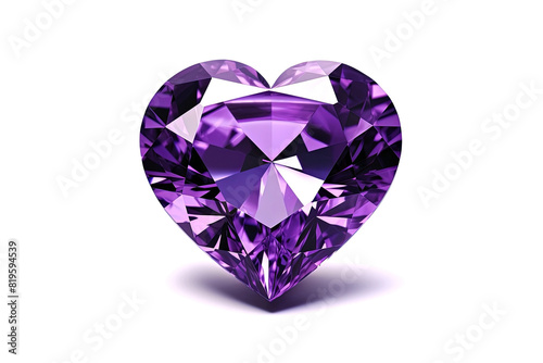 purple amethyst in the form of heart on white background. Generative Ai