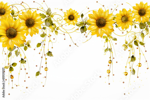 sunflowers on light background. Floral design element. Generative Ai