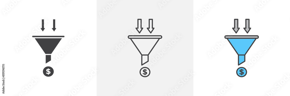 Lead Funnel Icon Set. Symbols for Marketing Conversion and Sales Funnels. Lead Funnel Icon Set. Symbols for Marketing Conversion and Sales Funnels.