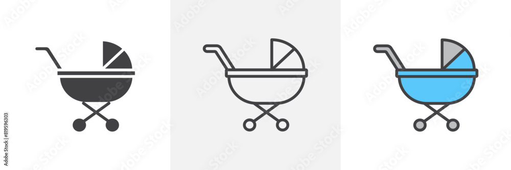 Baby Stroller Icon Set. Symbols for Prams and Child Carriages. Baby Stroller Icon Set. Symbols for Prams and Child Carriages.