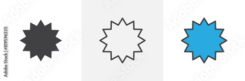 Nine-Pointed Star Icon Set. Symbols for Bahai Faith and Persian Stars.