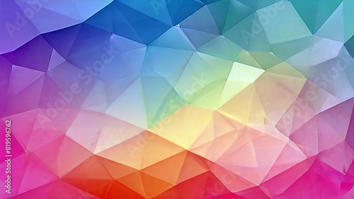 Polygonal mosaic with colorful gradient transparent abstract background