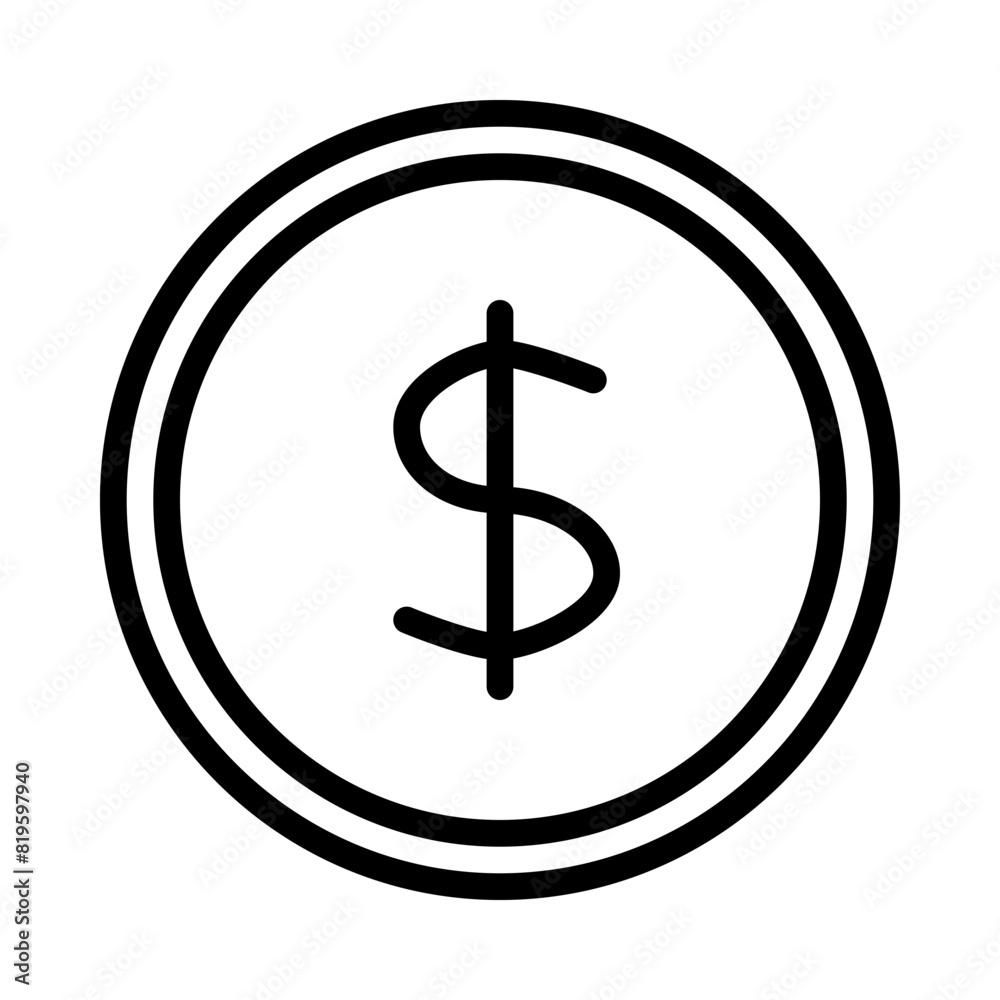 coin dollar icon or logo illustration outline black style coin dollar icon or logo illustration outline black style