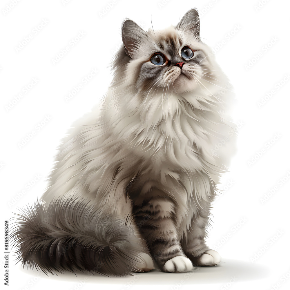 Vector 3D illustration of a ragamuffin cat breeds on a white background. Suitable for crafting and digital design projects.[A-0001]