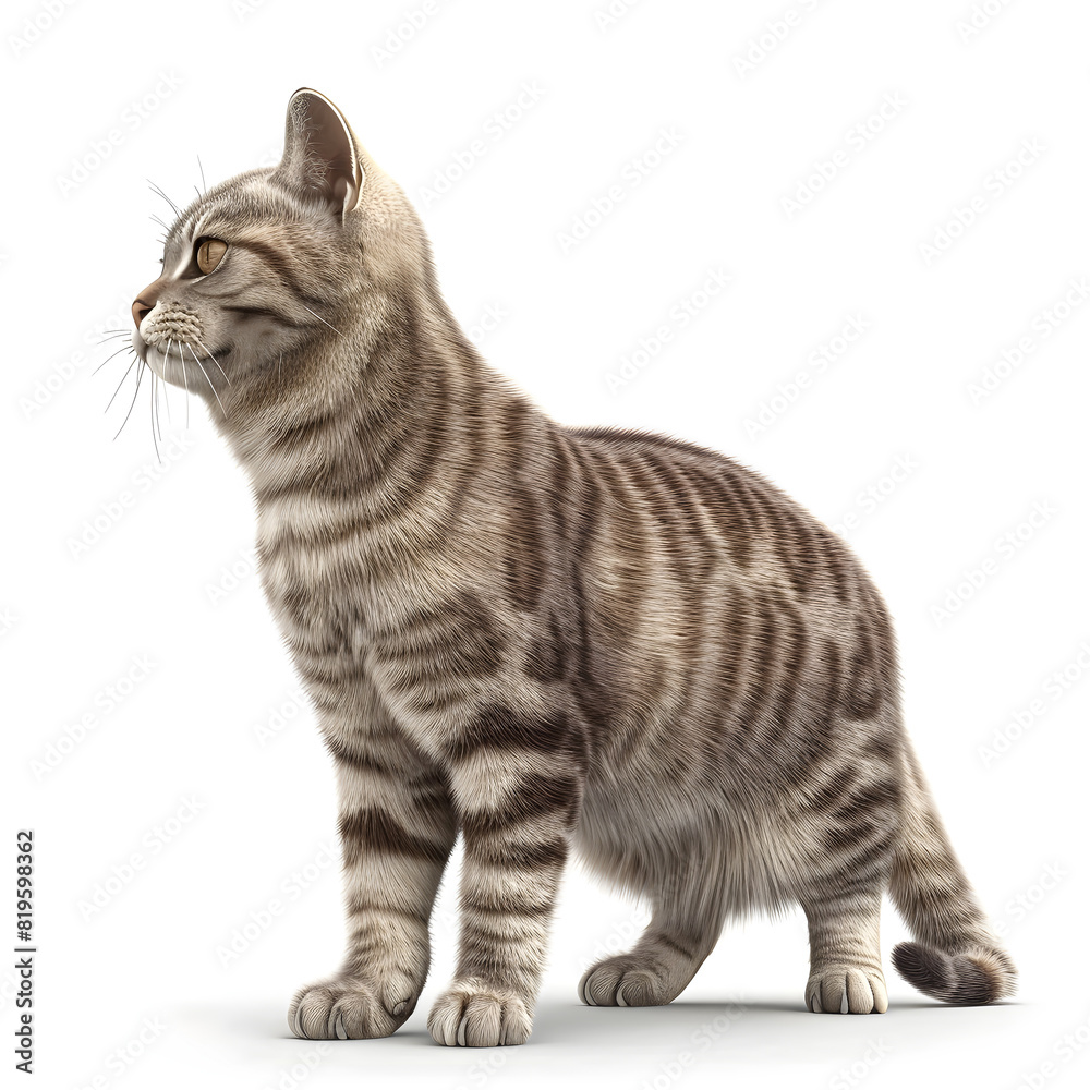 Vector 3D illustration of a scottish straight cat breeds on a white background. Suitable for crafting and digital design projects.[A-0002]