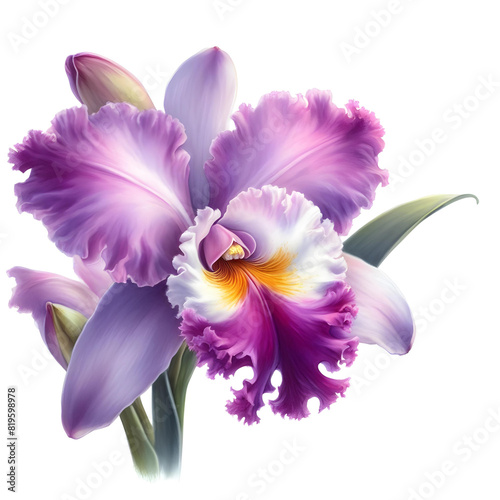Purple cattleya flowers on white background,
