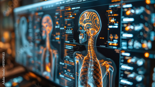 X-ray scan of human internal organs displayed on a high-definition computer screen, highlighting fine details in an easy-on-the-eyes format photo