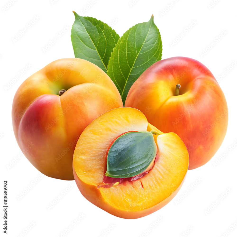 ripe apricots with slice on transparent background ripe apricots with slice on transparent background