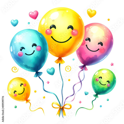 Smiling balloons on a white background