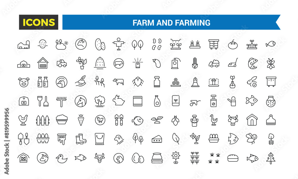 Farm and Farming, Agriculture icon set. Editable vector icon and illustration. Farm and Farming, Agriculture icon set. Editable vector icon and illustration.