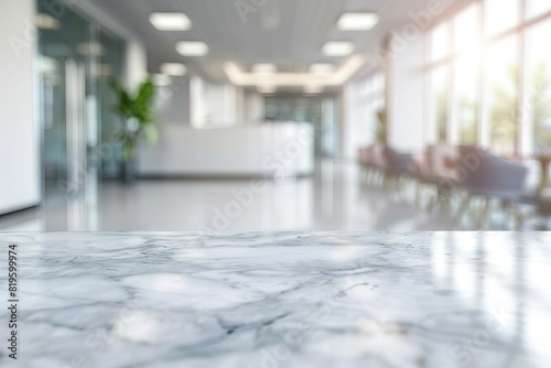 Marble table top with blur hospital clinic medical stylish interior background