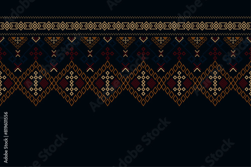 Idian clothes textiles seamless Pixel art vector. and The Ethnic pixel patterns art design geometric aztec batik fabric knitting cloth handmade background.