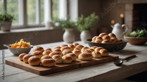 Pampushky - Garlic bread rolls. photo