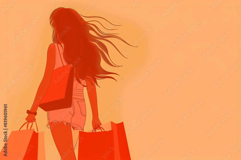 Happy shopping people in vector illustration style Happy shopping people in vector illustration style