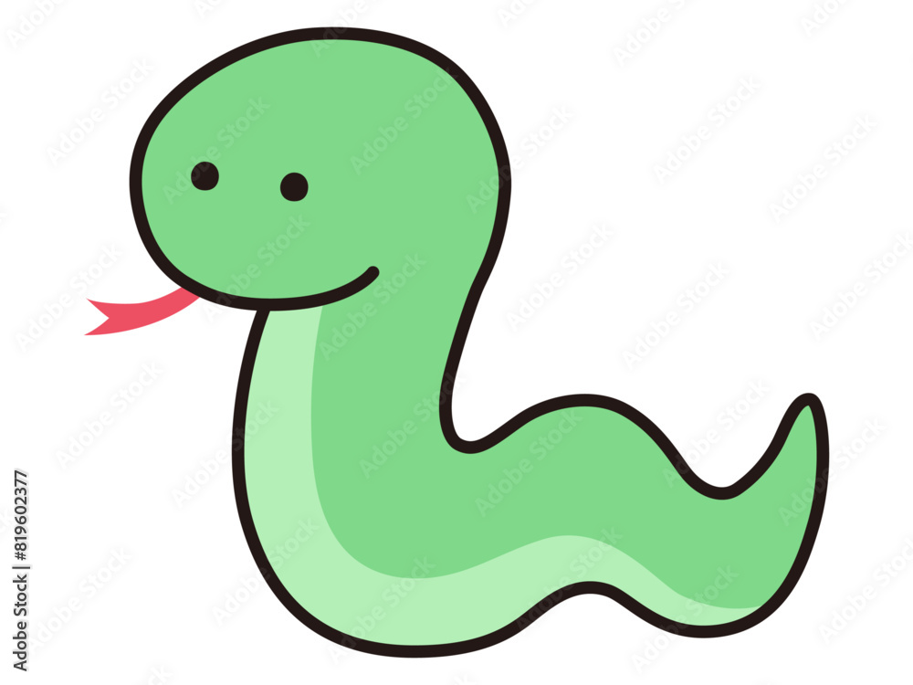 Fototapeta premium ゆるい蛇のベクターイラスト。干支、十二支、へび、年賀