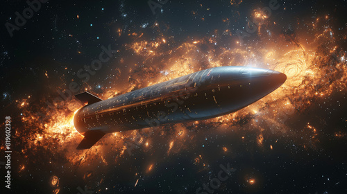 Spaceship rocket black design concept. photo