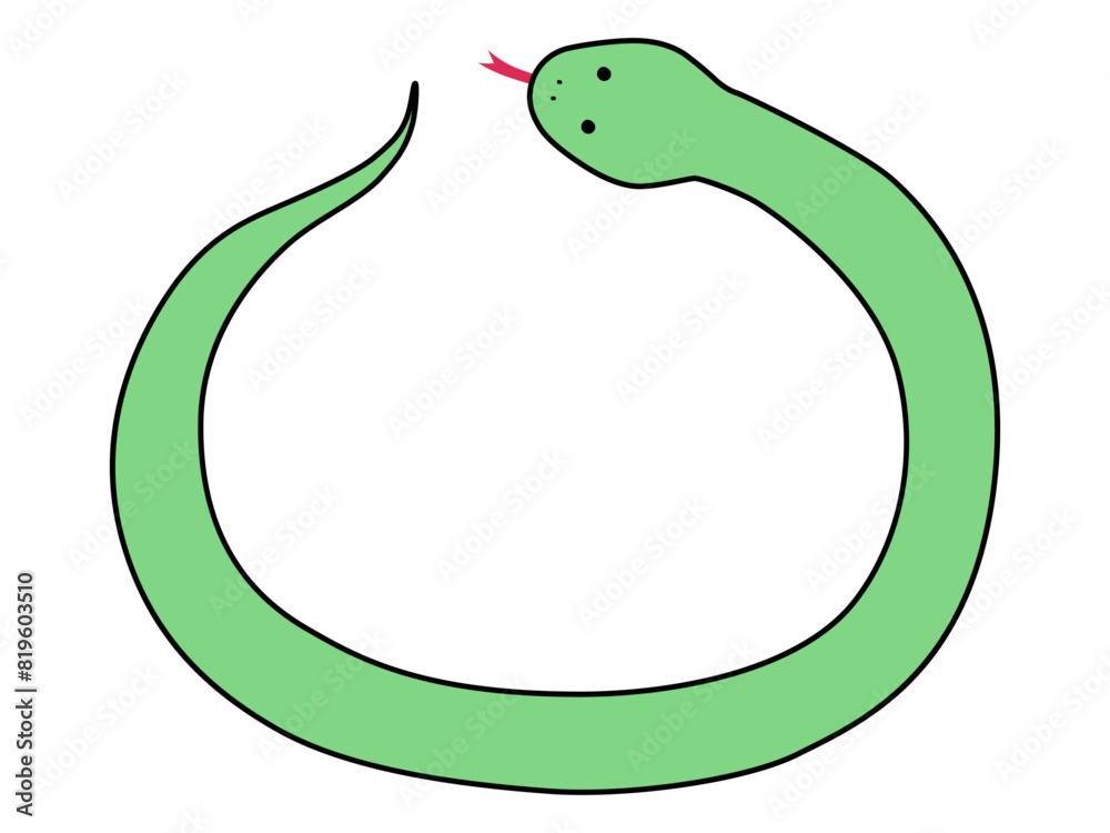 Fototapeta premium 蛇のベクターイラスト。干支、十二支、へび、年賀