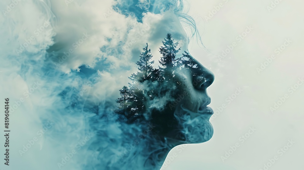 Ethereal landscapes blended with swirling powder to create a mesmerizing double exposure effect