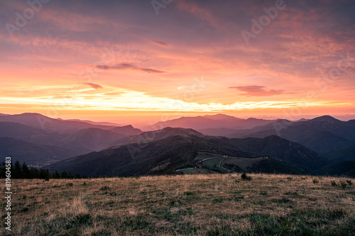 Beautiful colorful sky sunrise in the mountains