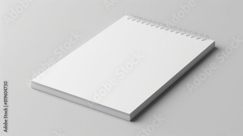 Notepad Blank. High Resolution 3D Render Template, White A4 Paper Sheets on Gray Background